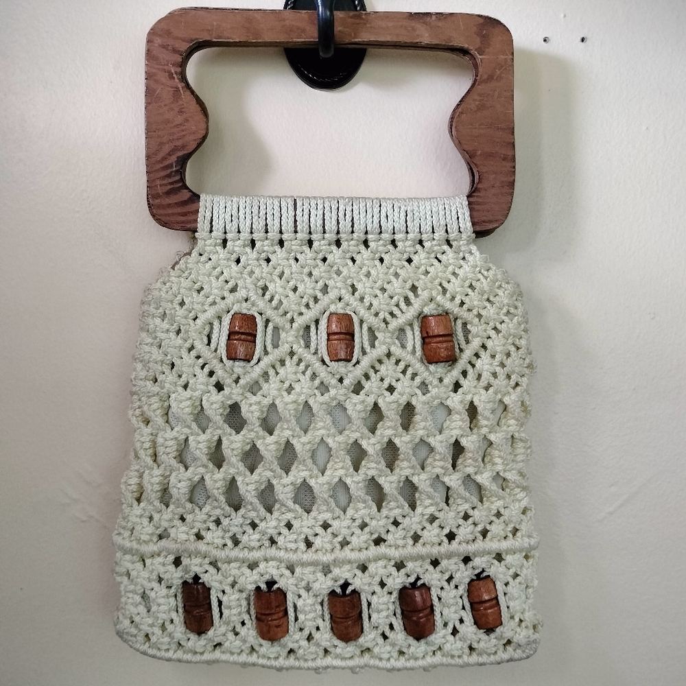 Boho hippie cream ivory macrame style Bag purse handbag  70s Inspired Festival